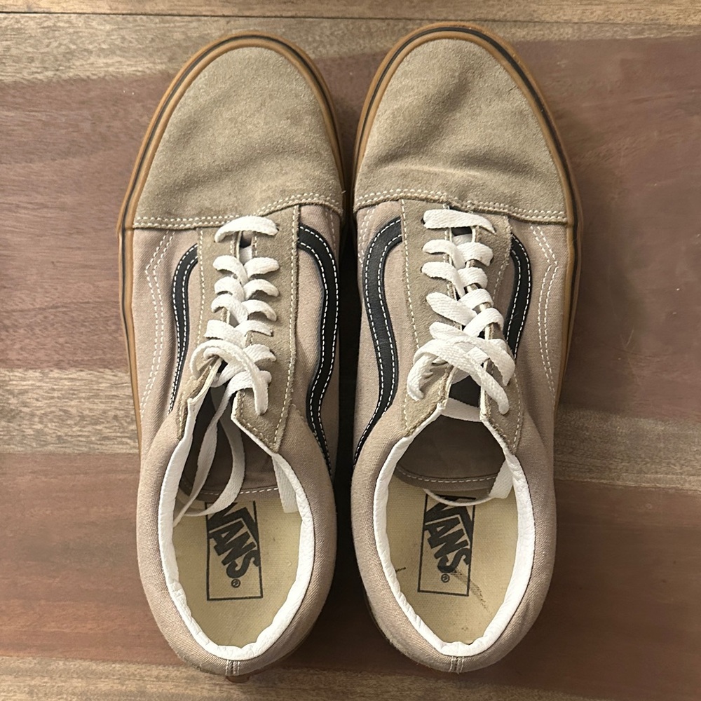 Vans Men's Beige and Black Sneakers